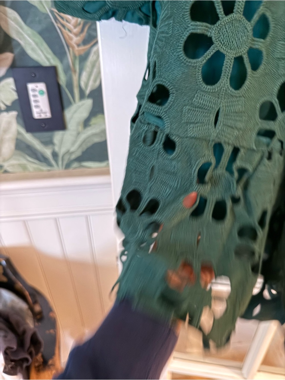 Dark Green Eyelet Floral A-Line Dress NWT Size S - Picture 4 of 8